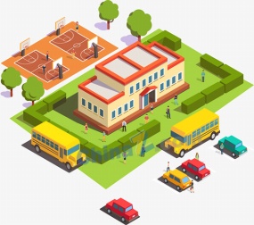 立体学校建筑插画